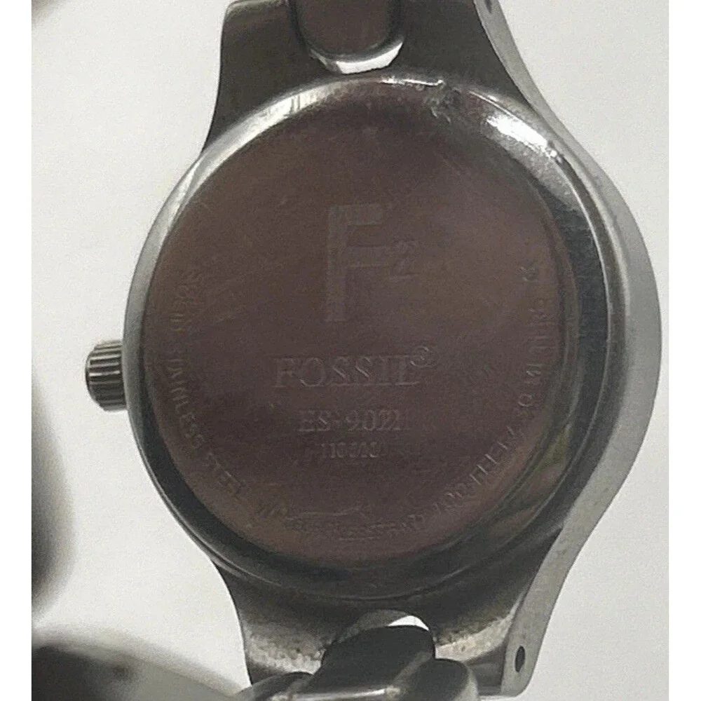 Womens Fossil F2 Watch Blue Dial Silver Tone Adjust O Matic ES-9021 New Battery